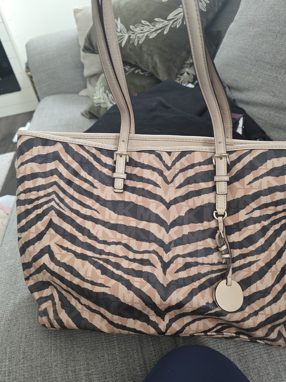 Michael Kors Tan and Black Zebra-Print Tote